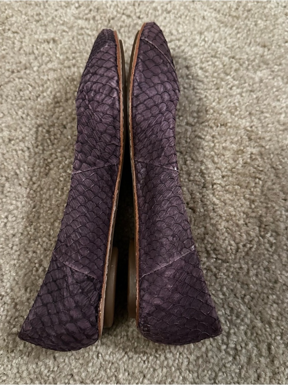 Miz Mooz Violet Leather Panther Ballet Flats Shoes Sz 9 Fish Scale Pattern - Picture 5 of 9